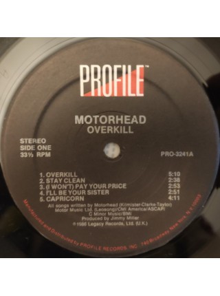1402336		Motörhead – Overkill  	Heavy Metal	1979	Profile Records – PRO-3241	NM/NM	USA	Remastered	1988
