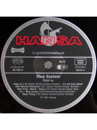 5000073	Blue System – Deja Vu	"	Synth-pop, Disco"	1991	"	Hansa – 40 122 4, Hansa – 40 122-4"	EX+/EX+	Europe	Remastered	1991