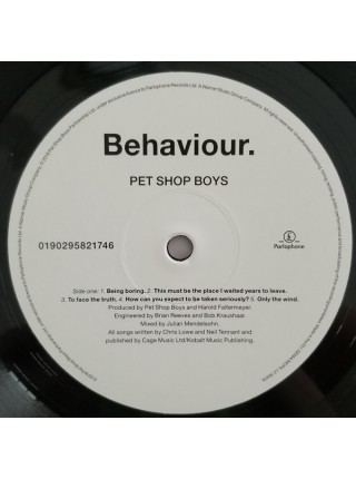 33002401	 Pet Shop Boys – Behaviour.	" 	Synth-pop"	 Album	1990	" 	Parlophone – 0190295821746"	S/S	 Europe 	Remastered	31.08.18