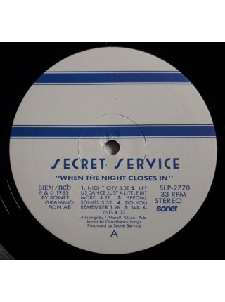 5000061	Secret Service – When The Night Closes In, vcl.	"	Synth-pop"	1985	"	Sonet – SLP-2770"	NM/EX+	Scandinavia	Remastered	1985