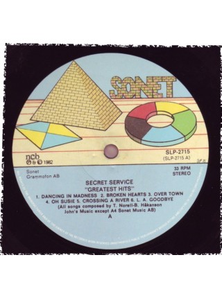 5000058	Secret Service – Greatest Hits, vcl.	"	Synth-pop"	1982	"	Sonet – SLP 2715, Sonet – SLP-2715"	EX+/EX+	Scandinavia	Remastered	1982