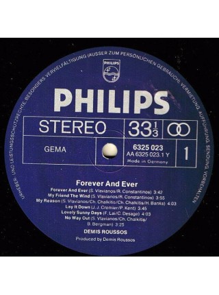 5000056	Demis Roussos – Forever And Ever	"	Europop, Ballad, Vocal"	1973	"	Philips – 6325 023"	NM/EX+	Germany	Remastered	1973