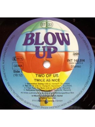 5000062	Two Of Us – Twice As Nice, vcl	"	Synth-pop, Disco"	1985	"	Blow Up – INT 145.514"	NM/NM	Germany	Remastered	1985
