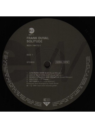 5000066	Frank Duval – Solitude	"	New Age, Soft Rock, Europop"	1991	"	EastWest – 9031-74470-1 AS"	EX+/EX+	Germany	Remastered	1991