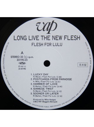 1402662	Flesh For Lulu – Long Live The New Flesh    Promo Copy	Alternative Rock, New Wave, Indie Rock	1987	Vap 35190-25	NM/NM	Japan