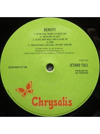 1700477		Jethro Tull – Benefit		"	Blues Rock, Hard Rock, Prog Rock"	1970	"	Chrysalis – 825646410194, Chrysalis – 8256464101 9 4"	S/S	Europe	Remastered	2013	BLACK