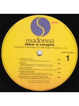35005838	 Madonna – Like A Virgin	" 	Electronic, Pop"	1984	" 	Sire – 8122-79735-9"	S/S	 Europe 	Remastered	23.03.2012