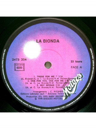 161231	La Bionda – La Bionda	"	Disco"	1978	"	Les Disques Motors – 2473 204, Les Disques Motors – 2473204"	NM/EX+	France	Remastered	1978