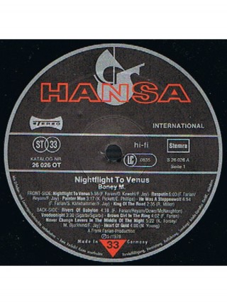 161228	Boney M. – Nightflight To Venus	"	Disco"	1978	"	Hansa International – 26 026 OT, Hansa – 26 026 OT"	NM/EX+	Netherlands	Remastered	1978