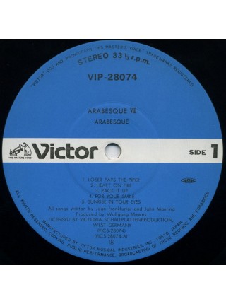 1402710	Arabesque – Arabesque VIII  (no OBI)	Euro-Disco	1983	Victor – VIP-28074	NM/NM	Japan