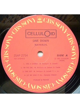 1402721		Material ‎– One Down	Electronic, Funk/Soul, Electro, Funk	1983	CBS/Sony 25AP-2754, Celluloid 25AP-2754	NM/NM	Japan	Remastered	1983