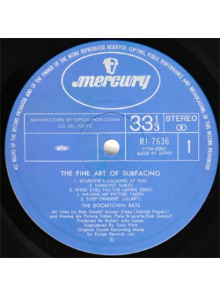 1403083	The Boomtown Rats ‎– The Fine Art Of Surfacing	Electronic, New Wave	1979	Mercury ‎– RJ-7636	NM/NM	Japan