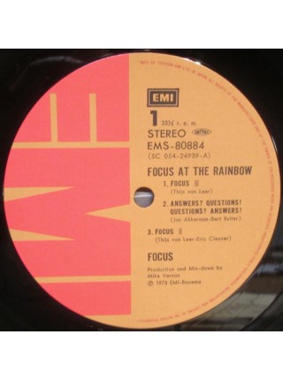 150665	Focus  – At The Rainbow	"	Prog Rock "	1973	EMI – EMS-80884	NM/NM	Japan