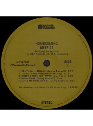 35004967		America - Homecoming	" 	Folk Rock"	Black, 180 Gram	1972	" 	Music On Vinyl – MOVLP837"	S/S	 Europe 	Remastered	"	21 мая 2021 г. "