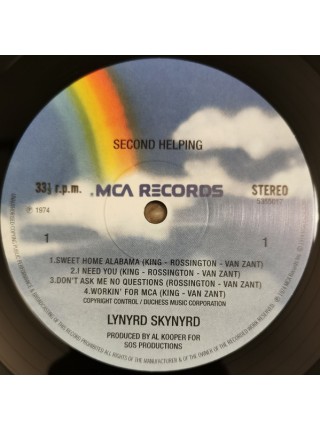 35006368		 Lynyrd Skynyrd – Second Helping	" 	Southern Rock, Blues Rock, Hard Rock"	Black, 180 Gram	1974	" 	MCA Records – 5355017"	S/S	 Europe 	Remastered	29.6.2015