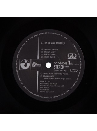 1402406	Pink Floyd - Atom Heart Mother  (Re 1974)  Альбомный, вкладки, Obi, Quadraphonic	Prog Rock	1970	Odeon ‎– EOZ-80008, Harvest ‎– EOZ-80008, EMI ‎– EOZ-80008	NM/NM	Japan