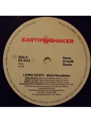 1402427		Living Death – Metal Revolution	Heavy Metal	1985	Earthshaker Records – ES 4012	EX/NM	Germany	Remastered	1985