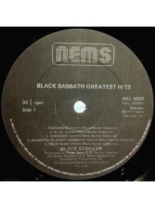 1404057		Black Sabbath – Greatest Hits	Heavy Metal, Hard Rock	1977	NEMS – NEL 6009	EX+/EX+	England	Remastered	1977