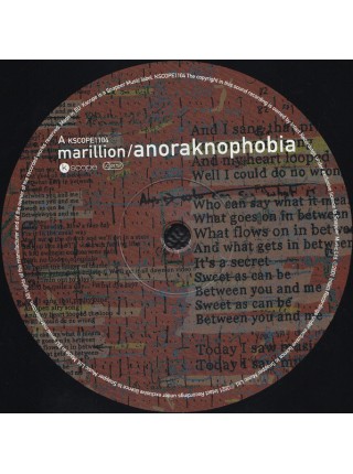 35003882		 Marillion – Anoraknophobia  2lp	" 	Prog Rock, Symphonic Rock"	Black, Gatefold	2001	" 	KSCOPE – KSCOPE1104"	S/S	 Europe 	Remastered	"	25 июн. 2021 г. "