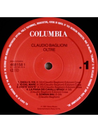 600318	Claudio Baglioni – Oltre		1991	Columbia – COL 468158 1	NM/NM	Europe