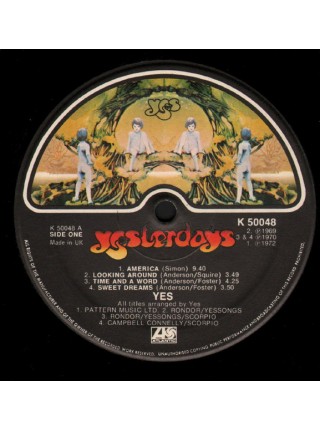 400020		Yes – Yesterdays	"	Art Rock, Psychedelic Rock, Prog Rock"	1975	"	Atlantic – K 50048"	EX/NM	England	Remastered	1975