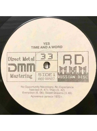 400885 Yes – Time And A Word		1991	Russian Disc – R60 00507	EX+/EX	Russia