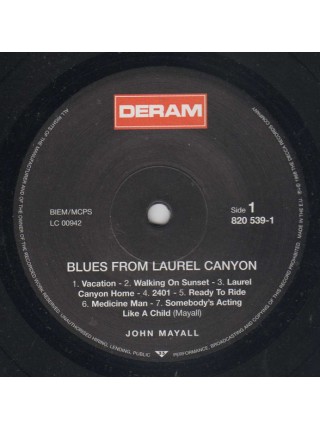 1800109	John Mayall – Blues From Laurel Canyon	"	Blues Rock"	1968	"	Deram – 820 539-1"	S/S	Europe	Remastered
