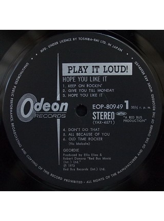 400902	Geordie – Hope You Like It ( OBI, booklet)		1973	Odeon – EOP-80949	NM/NM	Japan