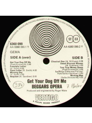 1401895		Beggars Opera – Get Your Dog Off Me	Prog Rock	1973	Vertigo – 6360 090	EX/EX	Germany	Remastered	1973