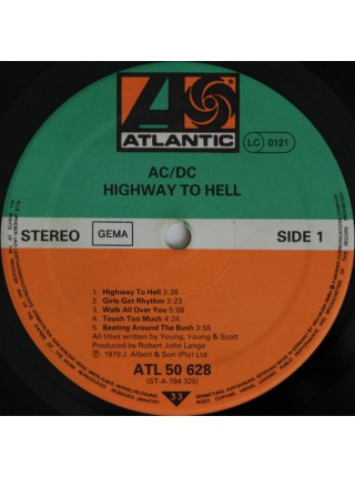 600322	AC/DC – Highway To Hell		1979	Atlantic – ATL 50 628	EX+/EX	Germany