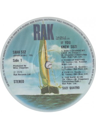 3000107		Suzi Quatro – If You Knew Suzi...	"	Soft Rock, Pop Rock"	1978	"	RAK – SRAK 532, RAK – 0C 062-61 454"	EX+/EX	England	Remastered	1978