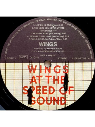 3000112		Wings  – Wings At The Speed Of Sound	"	Pop Rock"	1976	EMI – 1C 062-97 581, EMI Electrola – 1 C 062-97 581	NM/EX+	Germany	Remastered	1976