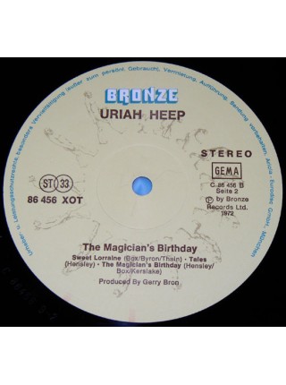 3000076		Uriah Heep – The Magician's Birthday	"	Hard Rock, Prog Rock"	1972	"	Bronze – 28 769 XOT"	EX+/EX+	Germany	Remastered	1982