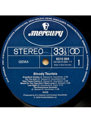 3000082		10cc – Bloody Tourists	"	Pop Rock, Reggae-Pop"	1978	"	Mercury – 6310 504"	NM/NM	Germany	Remastered	1978