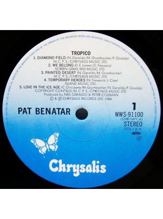 3000083		Pat Benatar – Tropico, vcl.	"	Pop Rock"	1984	"	Chrysalis – WWS-91100"	EX/EX+	Japan	Remastered	1984