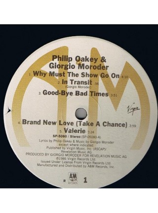 3000084		Philip Oakey & Giorgio Moroder – Philip Oakey & Giorgio Moroder (конверт прбит)	"	Synth-pop"	1985	"	A&M Records – SP-5080"	NM/EX	USA	Remastered	1985