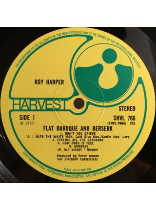 1403481	Roy Harper ‎– Flat Baroque And Berserk	Psychedelic Rock, Folk	1970	Harvest SHVL 766	VG+/EX	England