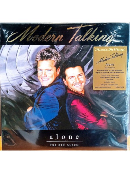 35008768	 Modern Talking – Alone - The 8th Album, 2 lp	" 	Euro-Disco"	Yellow Black Marbled, 180 Gram, Limited	2	Music On Vinyl	S/S	 Europe 	Remastered	22.09.2023	8719262029446