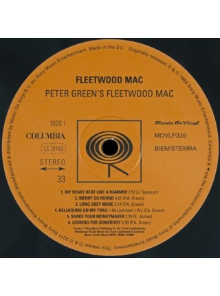 35005616		 Fleetwood Mac – Peter Green's Fleetwood Mac	" 	Blues Rock, Pop Rock"	Black, 180 Gram	1968	" 	Music On Vinyl – MOVLP339"	S/S	 Europe 	Remastered	21.07.2011