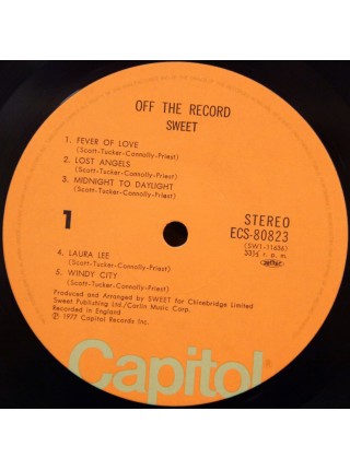 1401707		Sweet ‎– Off The Record (no OBI)	Glam Rock	1977	Capitol Records – ECS-80823	NM/NM	Japan	Remastered	1977