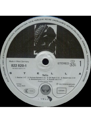 1403530	Yello – Stella	Electronic, Electro, Synth-pop	1985	Vertigo – 822 820-1, Vertigo – 822 820-1Q	NM/NM	Germany