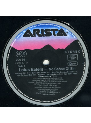 5000142	The Lotus Eaters – No Sense Of Sin, vcl.	"	Synth-pop"	1984	"	Arista – 206 301, Sylvan Records – 206 301"	EX/EX+	Europe	Remastered	1984