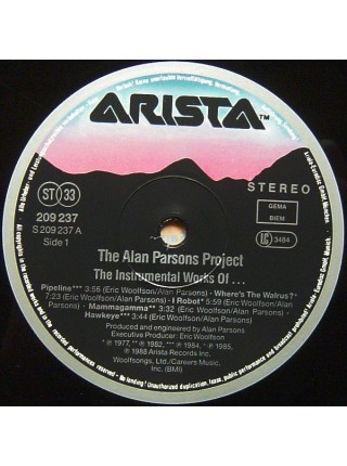600324	Alan Parsons Project – The Instrumental Works		1988	Arista – 209 237	EX+/EX+	Europe
