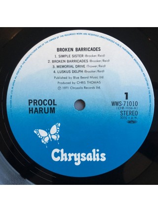 1403116	Procol Harum – Broken Barricades  (Re 1977)	Classic Rock, Prog Rock	1971	Chrysalis – WWS-71010	NM/NM	Japan