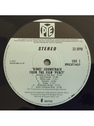35006924	 The Kinks – "Percy"	" 	Pop Rock, Soundtrack"	Black, 180 Gram	1971	" 	BMG – BMGCAT746LP, Pye Records – BMGCAT746LP"	S/S	 Europe 	Remastered	25.11.2022