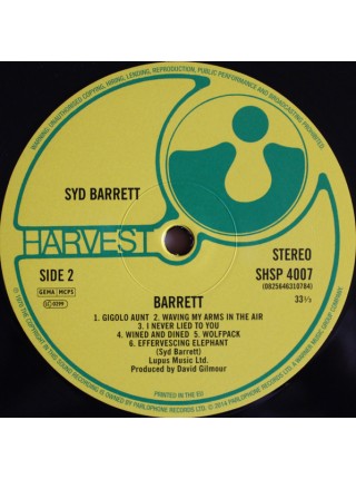 35006857	 Syd Barrett – Barrett	" 	Psychedelic Rock, Acoustic"	1970	" 	Harvest – 0825646310784"	S/S	 Europe 	Remastered	10.07.2014