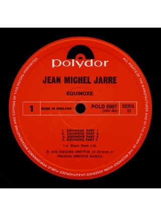 1401741		Jean Michel Jarre ‎– Equinoxe	Electronic, Experimental, Ambient, Synth-pop	1978	Polydor – POLD 5007, Polydor – 2302 084	EX/EX	England	Remastered	1978