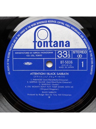 1401767		Black Sabbath – Attention! Black Sabbath	Hard Rock	1975	Fontana – BT-5036	NM/NM	Japan	Remastered	1975