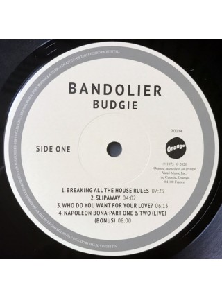 1800244	Budgie – Bandolier, Unofficial Release	"	Hard Rock"	1975	Orange (6) – 70014	S/S	France	Remastered	2020