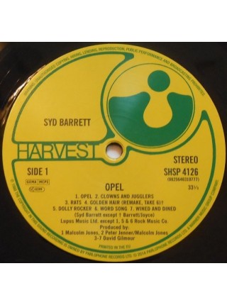 35008513	 Syd Barrett – Opel	" 	Psychedelic Rock, Acoustic"	Black, 180 Gram, Gatefold	1988	" 	Harvest – SHSP 4126, Harvest – 0825646310777"	S/S	 Europe 	Remastered	10.7.2014